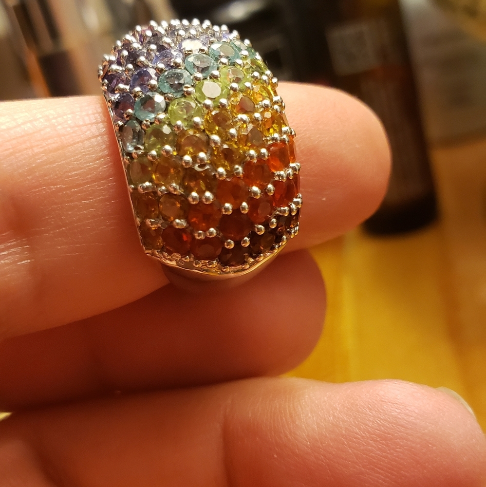 Sterling Silver ring with Genuine Gemstones - Picture 7 of 7